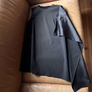 Rosetta Getty Cape Panel Tunic black Black Asymmetrical Top designer NWT scarf